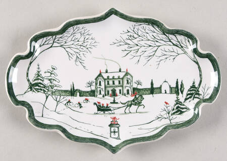 Country Estate Winter Holiday 7" Oval Tray