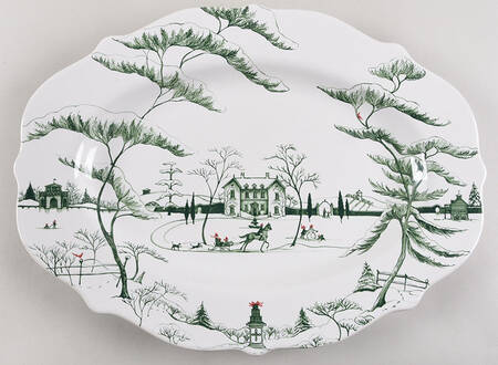 Country Estate Winter Holiday 18" Oval Serving Platter
