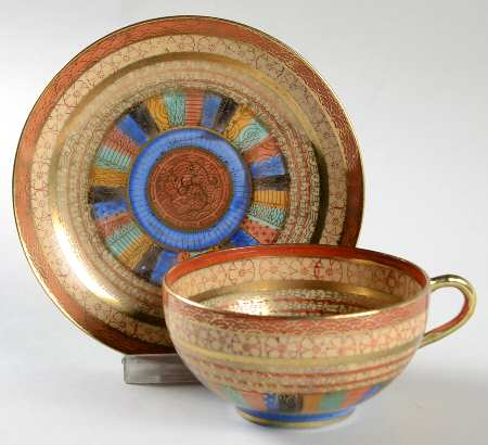 Thousand Faces Red Band Flat Cup & Saucer Set