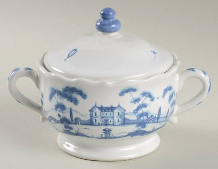 Country Estate Delft Blue Sugar Bowl & Lid