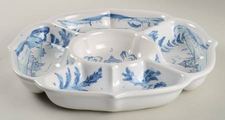 Country Estate Delft Blue 1 Pc Chip & Dip with 5 Sections