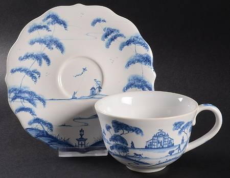 Country Estate Delft Blue Flat Cup & Saucer Set