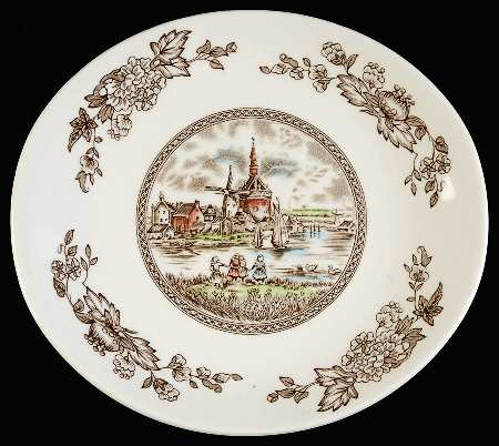 Tulip Time Brown Multicolor (Oval, Cream Bkgd) by Johnson Brothers