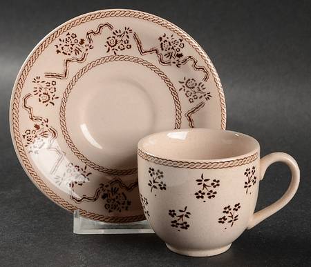Petite Fleur Brown Flat Demitasse Cup & Saucer Set