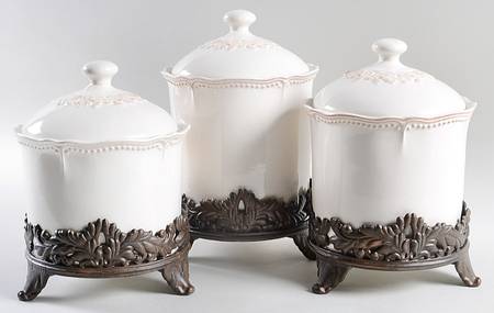 Amberly (3 Piece) Canister & Metal Base Set
