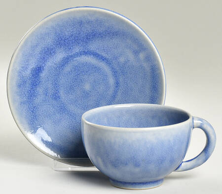 Tourron Blue Chardon Traditional Footed Cup & Saucer Set by Jars-France