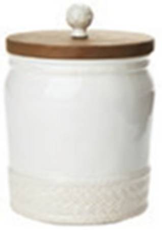 Le Panier Whitewash Small Canister & Wood Lid