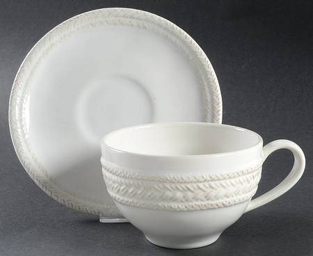 Le Panier Whitewash Flat Cup & Saucer Set