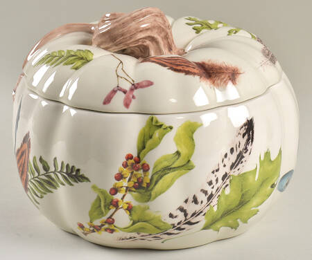 Forest Walk Figural Pumpkin Bowl & Lid