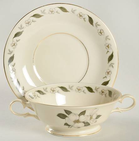 01780 Cream Footed Cream Soup Bowl & Saucer Set