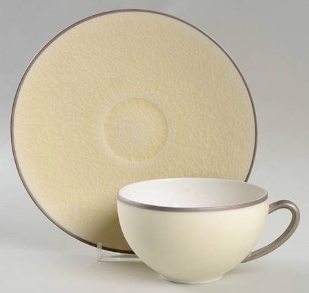 Crackle Iced Up Yellow Flat Cup & Saucer Set