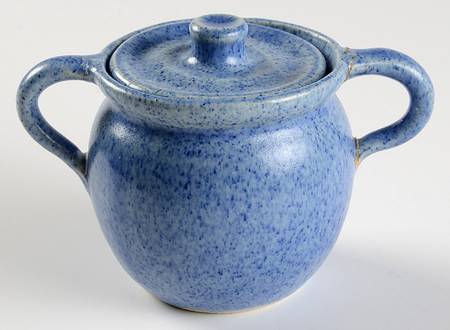Blue Spongeware Sugar Bowl & Lid