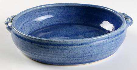 Blue Spongeware 9" Round Bowl