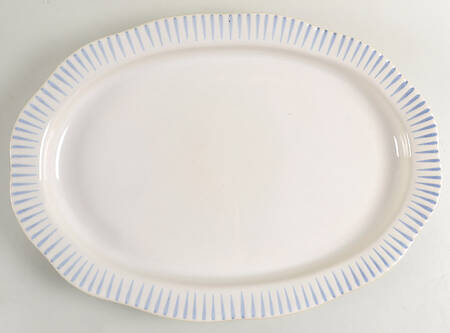 Sitio Stripe Indigo 17" Oval Serving Platter