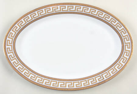 Greek Key Gold 14" Oval Serving Platter