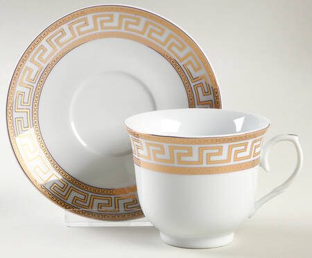 Greek Key Gold Footed Cup & Saucer Set
