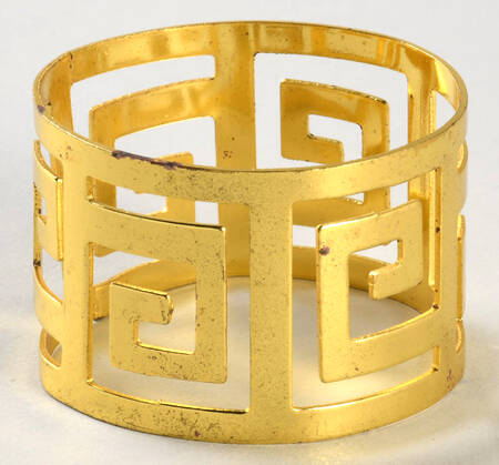 Greek Key Gold Metal Napkin Ring