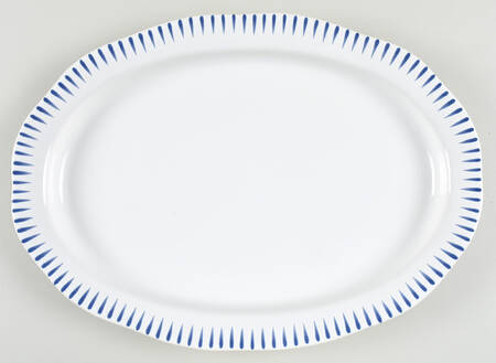 Sitio Stripe Delft Blue 17" Oval Serving Platter