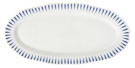 Sitio Stripe Delft Blue 15" Oval Tray