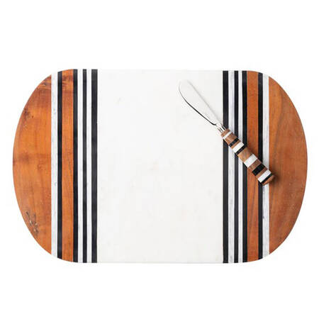 Stonewood Stripe Marble & Wood Cheeseboard & Knife