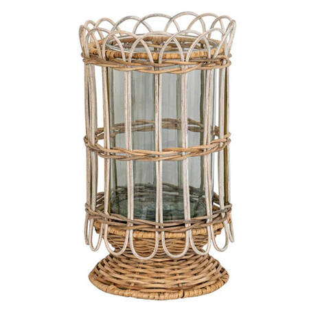 Provence Rattan Hurricane Lamp & Globe