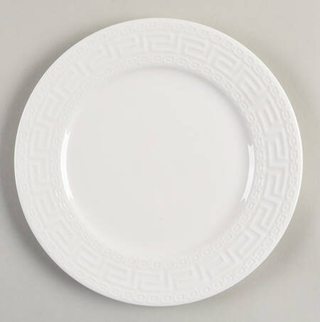 White Greek Key Salad Plate