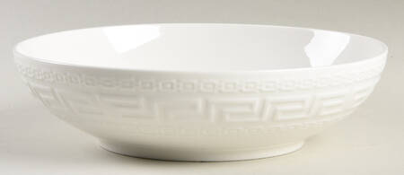 White Greek Key 8" Soup/Pasta Bowl