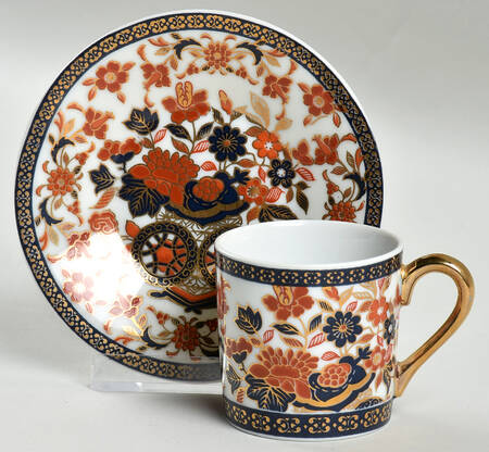 Gold Kabuki Flat Demitasse Cup & Saucer Set by Bill Goldsmith