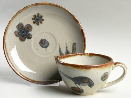 El Palomar Blue Flat Cup & Saucer Set