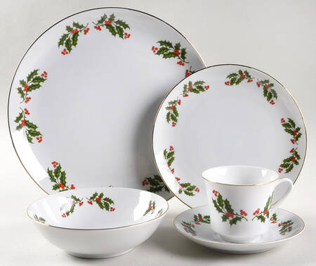 Christmas Holly (Smooth Edge) 5 Piece Place Setting