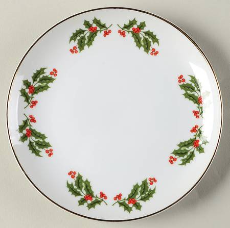 Christmas Holly (Smooth Edge) Bread & Butter Plate