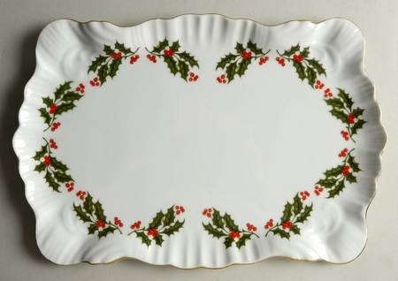 Christmas Holly (Smooth Edge) 12" Rectangular Serving Platter