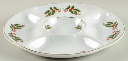 Christmas Holly (Smooth Edge) 5-Part Relish