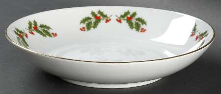 Christmas Holly (Smooth Edge) Coupe Soup Bowl