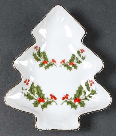 Christmas Holly (Smooth Edge) Small Tree Shaped Dish