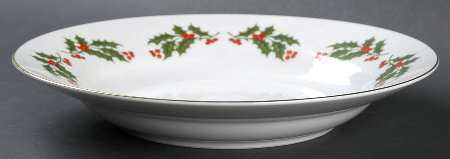 Christmas Holly (Smooth Edge) Large Rim Soup Bowl