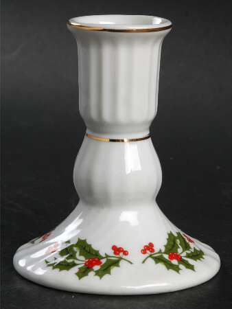 Christmas Holly (Smooth Edge) Single Light Candlestick