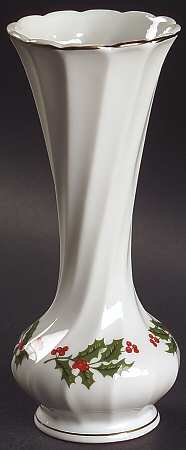 Christmas Holly (Smooth Edge) 6" Bud Vase