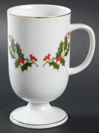 Christmas Holly (Smooth Edge) Footed Mug