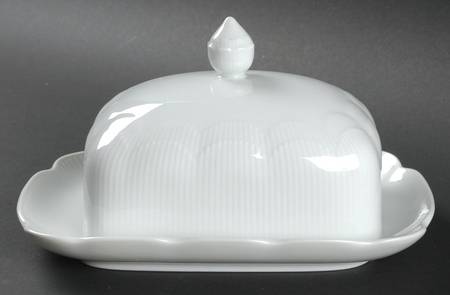 Romantica All White Rectangular Covered Butter