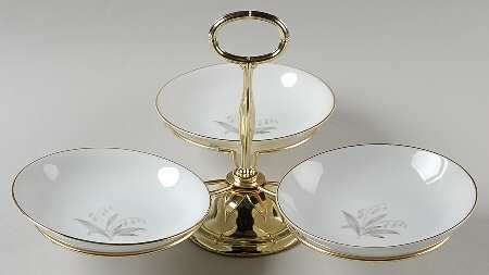 Golden Rhapsody 7" x 12" 3-Part Relish & Metal Stand (FR) HC