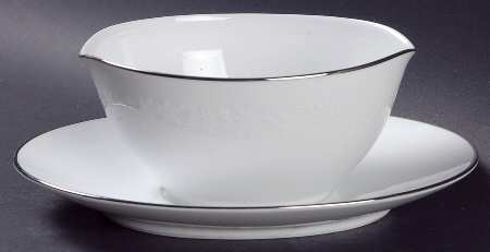 Venetian Lace Gravy Boat with Attached Underplate