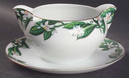 Orange Blossom Gravy Boat with Attached Underplate