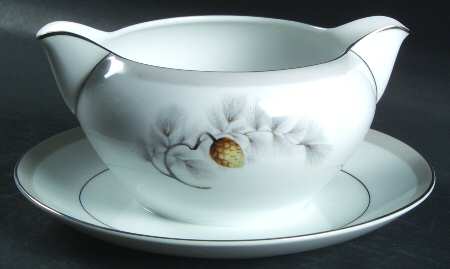 Silver Pine Gravy Boat with Attached Underplate