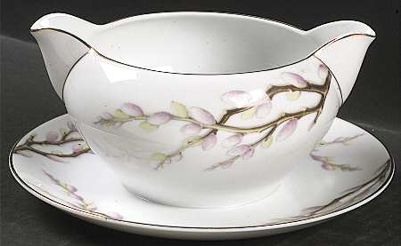Spring Willow Gravy Boat with Attached Underplate