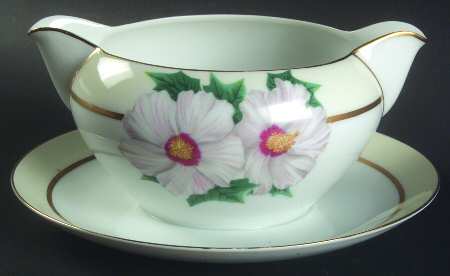 Tropical Gravy Boat with Attached Underplate