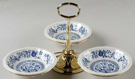 Coventry Blue 7" x 12" 3-Part Relish & Metal Stand (FR) HC