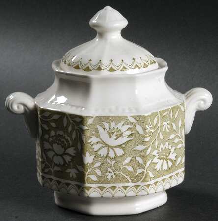 Dundee Green Sugar Bowl & Lid by Kensington Staffords