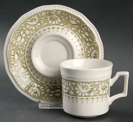 Dundee Green Flat Cup & Saucer Set by Kensington Staffords