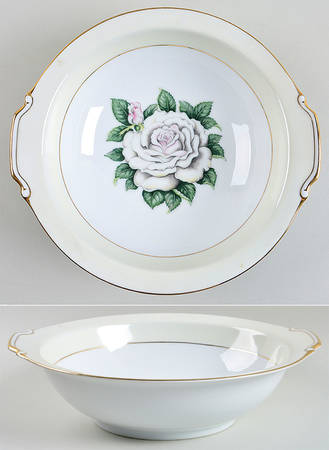 White Rose 10" Round Vegetable Bowl